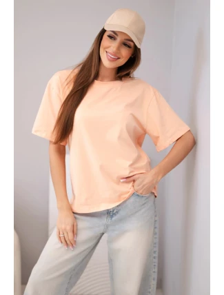 Dámská bavlněná basic halenka s krátkým rukávem lososová