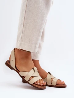 Zazoo 40185 Pohodlné kožené klínové sandály hnědé