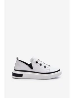 Bílé lakované dámské kožené tenisky D&A LR535 Bílé lakované dámské kožené tenisky D&A LR535