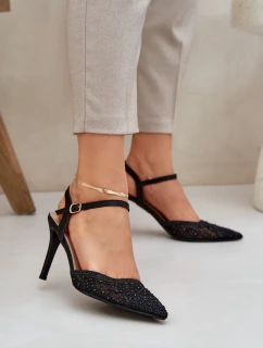 Ozdobené Lodičky S Otevřenou Patou Černé Nanadra