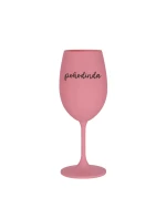 POHODINDA - růžová sklenice na víno 350 ml
