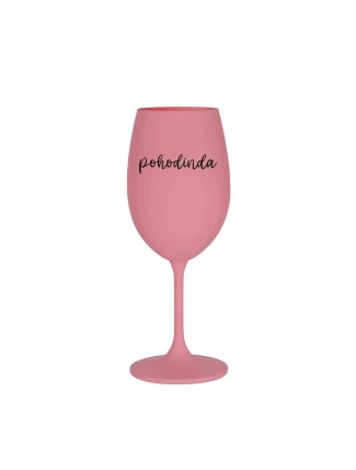 POHODINDA - růžová sklenice na víno 350 ml