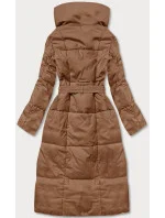 Tmavě béžový dámský zimní kabát s páskem (2M-061) Tmavě béžový dámský zimní kabát s páskem (2M-061)