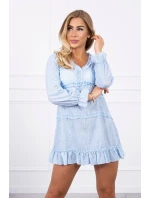 Šaty s ozdobnými volánky modré