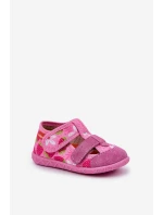 Dětské pantofle Milami na suchý zip s jahodami růžové Reathiana