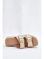 Dámské Pantofle Na Klínu S Pletením A Přezkami Zlaté Pasinea