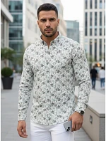Pánská květinová bílá košile FashionStreet DX2633