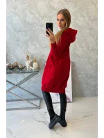Zateplená dlouhá mikina s kapucí červená Zateplená dlouhá mikina s kapucí červená