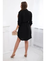 Šaty se zapínáním na knoflíky a zavazováním v pase černý