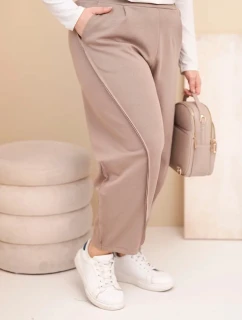 Dámské bavlněné kalhoty Plus Size volného střihu s vysokým pasem fango