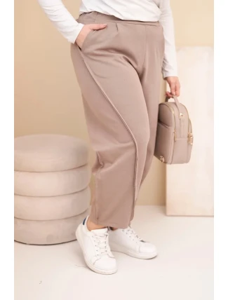 Dámské bavlněné kalhoty Plus Size volného střihu s vysokým pasem fango