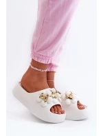 Dámské Pěnové Žabky S Ozdobami Na Hrubé Podrážce Bílé Bremavia
