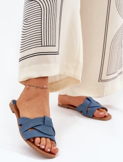 Ploché Dámské Sandály S Proplétajícími Se Pásky Džínové Selaenor