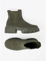 Trendy  kotníčkové boty zelené dámské platforma