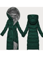 Tmavě zeleno-šedá oboustranná zimní bunda s páskem Minority (M2-6519-33+61) Tmavě zeleno-šedá oboustranná zimní bunda s páskem Minority (M2-6519-33+61)