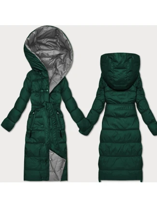 Tmavě zeleno-šedá oboustranná zimní bunda s páskem Minority (M2-6519-33+61) Tmavě zeleno-šedá oboustranná zimní bunda s páskem Minority (M2-6519-33+61)