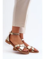 Zazoo 40378 Ploché Dámské Kožené Sandály Zlaté Zazoo 40378 Ploché Dámské Kožené Sandály Zlaté