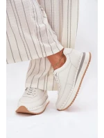 Kožené Dámské Tenisky Na Platformě Big Star RR274A333 Bílé Kožené Dámské Tenisky Na Platformě Big Star RR274A333 Bílé