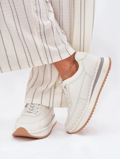 Kožené Dámské Tenisky Na Platformě Big Star RR274A333 Bílé