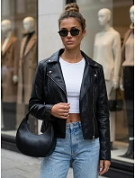 Dámská bunda ve stylu Ramones z ekologické kůže, černá, FashionStreet TY5730 Dámská bunda ve stylu Ramones z ekologické kůže, černá, FashionStreet TY5730