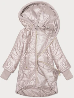 Perleťově růžová dámská prošívaná bunda s ozdobnými stahovacími lemy S'West (B8345-51)