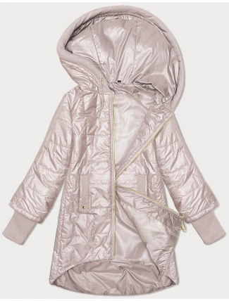 Perleťově růžová dámská prošívaná bunda s ozdobnými stahovacími lemy S'West (B8345-51) Perleťově růžová dámská prošívaná bunda s ozdobnými stahovacími lemy S'West (B8345-51)