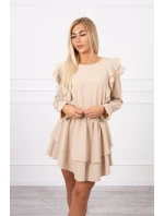 Šaty se svislými volány béžové Šaty se svislými volány béžové