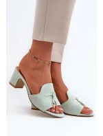 Dámské sandály Z Eko Semišu Na Podpatku Mátové Jemenna