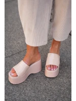 Laky Dámské Pantofle Na Platformě A Klínu Béžové Nellevia