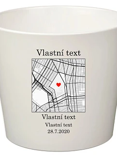 Personalizovaný keramický květináč s mapou - velký