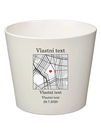 Personalizovaný keramický květináč s mapou - velký