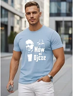 Pánské klasické bavlněné tričko s potiskem modré barvy FashionStreet NX5145R Pánské klasické bavlněné tričko s potiskem modré barvy FashionStreet NX5145R