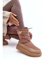 Dámské sněhule na tlusté podešvi tmavě béžové Lureta