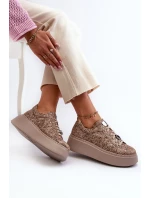 Kožené sportovní boty na platformě Maciejka 06191-10 Bežové