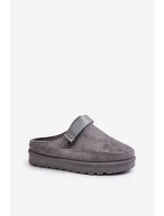 Dámské Teplé Pantofle S Kožešinou Na Platformě Šedé Azida