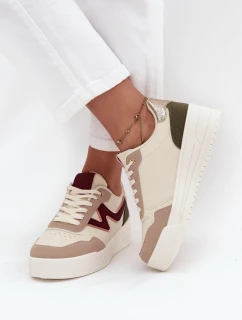 Dámské tenisky na platformě se zlatými vložkami Béžové Zalvra