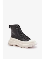 Kožené Zateplené Tenisky Na Masivní Platformě Big Star Černé