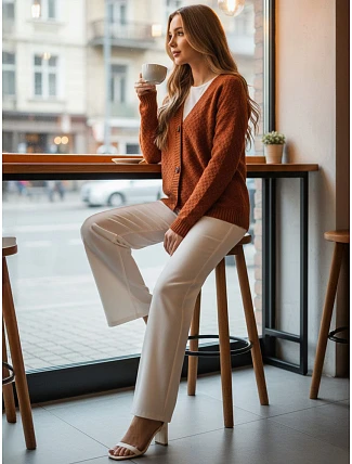 Dámský svetr my2418 Skořicová - FashionStreet Dámský svetr my2418 Skořicová - FashionStreet