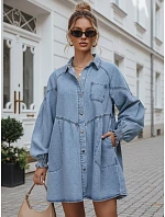 Dámské oversize džínové šaty ve stylu košile FashionStreet EY2688 Dámské oversize džínové šaty ve stylu košile FashionStreet EY2688