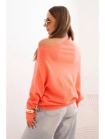 Dámský asymetrický viskózový svetr netopýří lososový