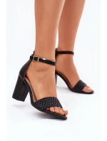 Dámské sandály na podpatku s pleteným pásem černé Asdine