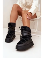 Dámské sněhule na platformě s kožíškem a šněrováním Marinna – černé Dámské sněhule na platformě s kožíškem a šněrováním Marinna – černé