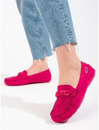 Stylové dámské červené mokasíny bez podpatku Stylové dámské červené mokasíny bez podpatku