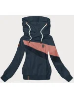 Šedo-modrá dámská mikina s kapucí (2301)