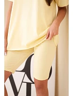 Dámský bavlněný komplet s krátkým rukávem a šortkami žlutý Dámský bavlněný komplet s krátkým rukávem a šortkami žlutý