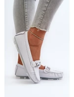 Bílé Dámské Kožené Mokasíny S Ozdobou S.Barski LR339 Bílé Dámské Kožené Mokasíny S Ozdobou S.Barski LR339