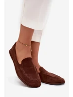 Dámské mokasíny z eko semiše rovné hnědé Miryelle