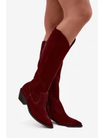 Kozaki Kovbojky Z Přírodního Semiše S Vyhříváním Zazoo 4225 Bordó