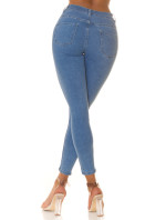 Sexy úzké džíny s vysokým pasem a zlatými detaily