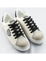 Bílo-černé dámské tenisky trampky z různých spojených materiálů (1088) Bílo-černé dámské tenisky trampky z různých spojených materiálů (1088)